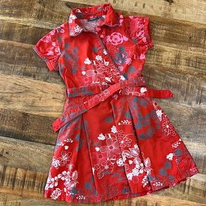 Mexx Brand asian red and gray floral girls size 6 dress.